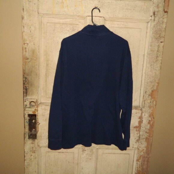 Polo Ralph Lauren Estate Rib 1/4 Zip Blue Pony Mens Pullover Top XL (D-26) - Picture 4 of 4